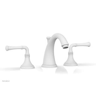 Phylrich 208-01/050 Coined 8 1/8" Double Lever Handle Widespread Bathroom Sink Faucet in White