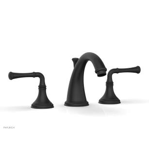 Phylrich 208-01/040 Coined 8 1/8" Double Lever Handle Widespread Bathroom Sink Faucet in Black