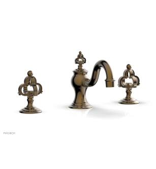 Phylrich 163-01/047 Couronne 6" Double Cross Handle Widespread Bathroom Sink Faucet in Brass/Antique Brass
