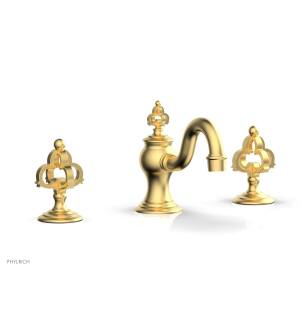 Phylrich 163-01/24B Couronne 6" Double Cross Handle Widespread Bathroom Sink Faucet in Burnished Gold