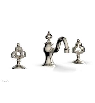Phylrich 163-01/014 Couronne 6" Double Cross Handle Widespread Bathroom Sink Faucet in Polished Nickel
