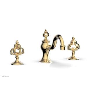Phylrich 163-01/004 Couronne 6" Double Cross Handle Widespread Bathroom Sink Faucet in Satin Brass