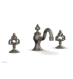 Phylrich 163-01/15A Couronne 6" Double Cross Handle Widespread Bathroom Sink Faucet in Pewter