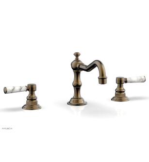 Phylrich 161-03/047 Henri 8 5/8" Double Marble Handle Widespread Bathroom Sink Faucet in Brass/Antique Brass