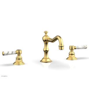 Phylrich 161-03/24B Henri 8 5/8" Double Marble Handle Widespread Bathroom Sink Faucet in Burnished Gold