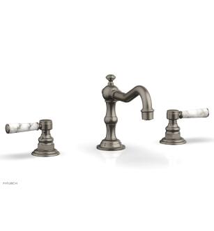 Phylrich 161-03/15A Henri 8 5/8" Double Marble Handle Widespread Bathroom Sink Faucet in Pewter