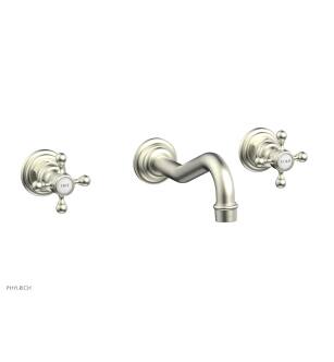 Phylrich 161-11/015 Henri 7 3/8" Double Cross Handle Wall Mount Bathroom Sink Faucet in Satin Nickel