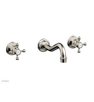 Phylrich 161-11/014 Henri 7 3/8" Double Cross Handle Wall Mount Bathroom Sink Faucet in Polished Nickel