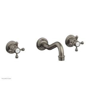 Phylrich 161-11/15A Henri 7 3/8" Double Cross Handle Wall Mount Bathroom Sink Faucet in Pewter