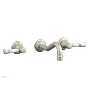 Phylrich 161-13/15B Henri 9 1/2" Double Marble Handle Wall Mount Bathroom Sink Faucet in Brushed Nickel
