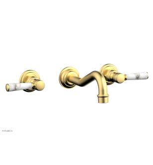 Phylrich 161-13/24B Henri 9 1/2" Double Marble Handle Wall Mount Bathroom Sink Faucet in Burnished Gold