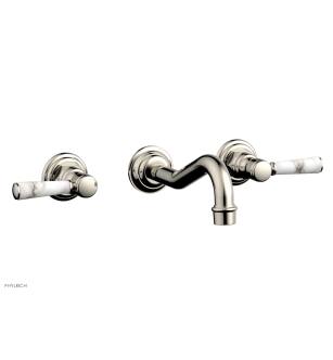 Phylrich 161-13/014 Henri 9 1/2" Double Marble Handle Wall Mount Bathroom Sink Faucet in Polished Nickel added