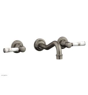 Phylrich 161-13/15A Henri 9 1/2" Double Marble Handle Wall Mount Bathroom Sink Faucet in Pewter