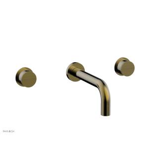 Phylrich 230-11/047 Basic II 7" Double Knurled Handle Wall Mount Bathroom Sink Faucet in Brass/Antique Brass