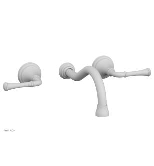 Phylrich 208-11/050 Coined 9 1/8" Double Lever Handle Wall Mount Bathroom Sink Faucet in White
