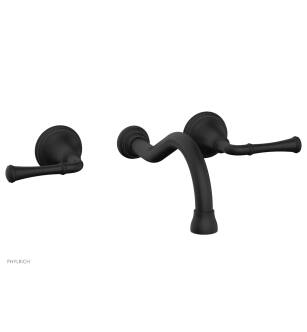Phylrich 208-11/040 Coined 9 1/8" Double Lever Handle Wall Mount Bathroom Sink Faucet in Black