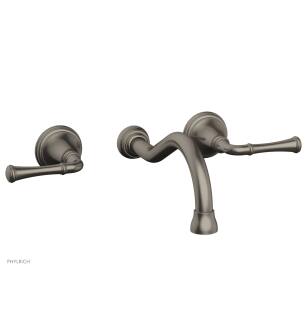 Phylrich 208-11/15A Coined 9 1/8" Double Lever Handle Wall Mount Bathroom Sink Faucet in Pewter