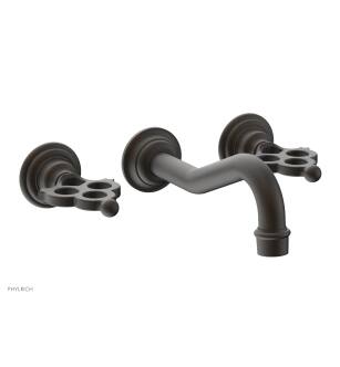Phylrich 164-11/10B Maison 7 3/8" Double Blade Handle Wall Mount Bathroom Sink Faucet in Distressed Bronze/Oil Rubbed Bronze
