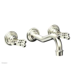 Phylrich 164-11/015 Maison 7 3/8" Double Blade Handle Wall Mount Bathroom Sink Faucet in Satin Nickel