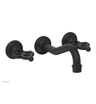 Phylrich 164-11/040 Maison 7 3/8" Double Blade Handle Wall Mount Bathroom Sink Faucet in Black