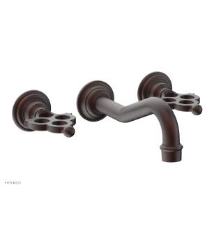 Phylrich 164-11/05W Maison 7 3/8" Double Blade Handle Wall Mount Bathroom Sink Faucet in Copper/Antique Copper