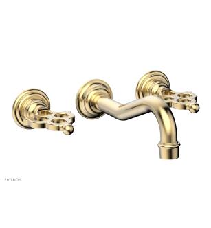 Phylrich 164-11/004 Maison 7 3/8" Double Blade Handle Wall Mount Bathroom Sink Faucet in Satin Brass