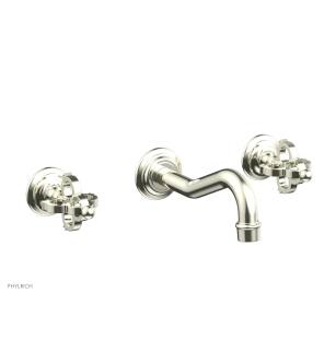 Phylrich 163-11/15B Couronne 9 1/2" Double Cross Handle Wall Mount Bathroom Sink Faucet in Brushed Nickel