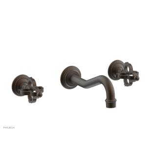 Phylrich 163-11/10B Couronne 9 1/2" Double Cross Handle Wall Mount Bathroom Sink Faucet in Distressed Bronze/Oil Rubbed Bronze