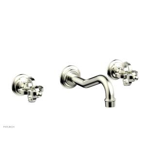 Phylrich 163-11/015 Couronne 9 1/2" Double Cross Handle Wall Mount Bathroom Sink Faucet in Satin Nickel
