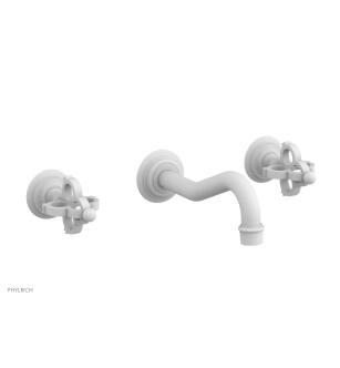 Phylrich 163-11/050 Couronne 9 1/2" Double Cross Handle Wall Mount Bathroom Sink Faucet in White