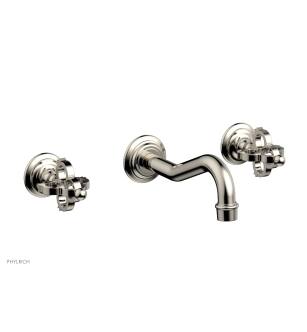 Phylrich 163-11/014 Couronne 9 1/2" Double Cross Handle Wall Mount Bathroom Sink Faucet in Polished Nickel