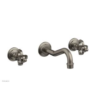 Phylrich 163-11/15A Couronne 9 1/2" Double Cross Handle Wall Mount Bathroom Sink Faucet in Pewter