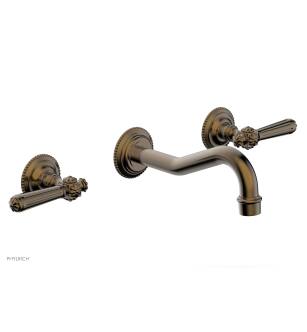 Phylrich 162-12/047 Marvelle 9 1/2" Double Lever Handle Wall Mount Bathroom Sink Faucet in Brass/Antique Brass