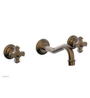 Phylrich 162-11/047 Marvelle 9 1/2" Double Cross Handle Wall Mount Bathroom Sink Faucet in Brass/Antique Brass