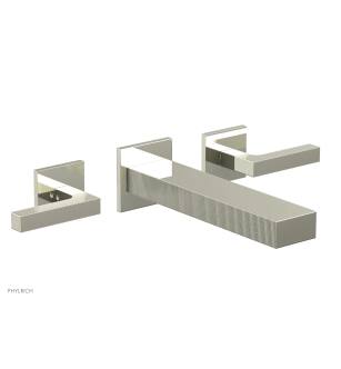 Phylrich 291-12/15B Stria 8 3/4" Double Lever Handle Wall Mount Bathroom Sink Faucet in Brushed Nickel