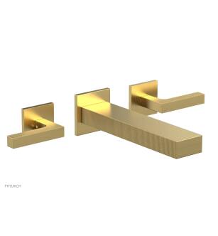 Phylrich 291-12/24B Stria 8 3/4" Double Lever Handle Wall Mount Bathroom Sink Faucet in Burnished Gold