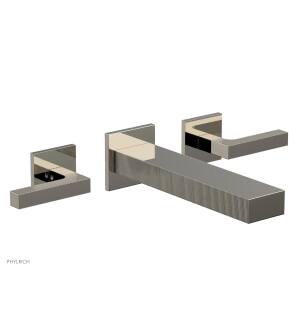 Phylrich 291-12/014 Stria 8 3/4" Double Lever Handle Wall Mount Bathroom Sink Faucet in Polished Nickel