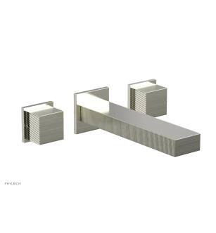 Phylrich 291-14/015 Stria 8 3/4" Double Cube Handle Wall Mount Bathroom Sink Faucet in Satin Nickel