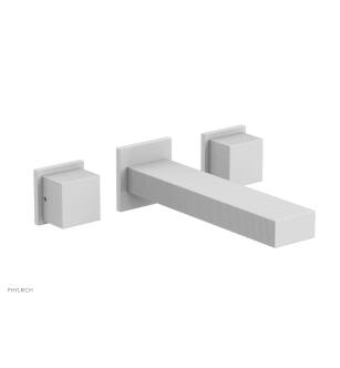 Phylrich 291-14/050 Stria 8 3/4" Double Cube Handle Wall Mount Bathroom Sink Faucet in White
