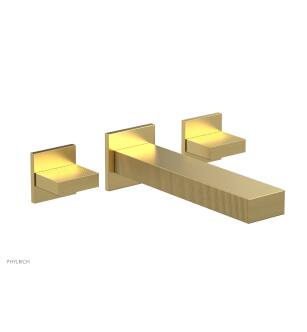 Phylrich 291-11/24B Stria 8 3/4" Double Blade Handle Wall Mount Bathroom Sink Faucet in Burnished Gold