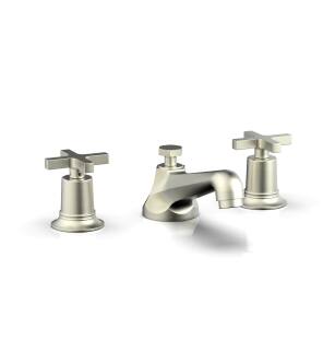 Phylrich 501-01/015 Hex Modern 7 1/4" Double Cross Handle Widespread Bathroom Sink Faucet in Satin Nickel