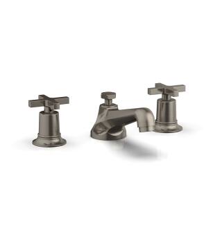 Phylrich 501-01/15A Hex Modern 7 1/4" Double Cross Handle Widespread Bathroom Sink Faucet in Pewter