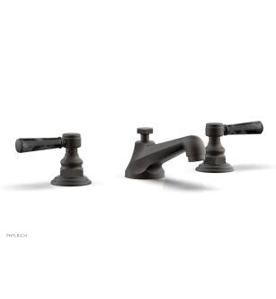 Phylrich 500-03/10B Hex Traditional 7 1/4" Double Lever Marble Handle Widespread Bathroom Sink Faucet in Distressed Bronze/Oil Rubbed Bronze