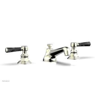 Phylrich 500-03/015 Hex Traditional 7 1/4" Double Lever Marble Handle Widespread Bathroom Sink Faucet in Satin Nickel