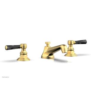 Phylrich 500-03/24B Hex Traditional 7 1/4" Double Lever Marble Handle Widespread Bathroom Sink Faucet in Burnished Gold