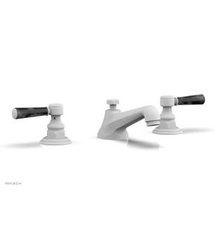 Phylrich 500-03/050 Hex Traditional 7 1/4" Double Lever Marble Handle Widespread Bathroom Sink Faucet in White