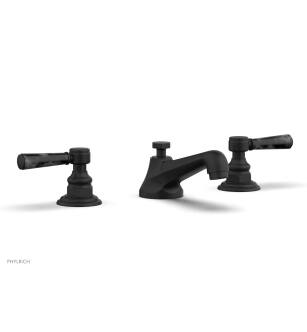 Phylrich 500-03/040 Hex Traditional 7 1/4" Double Lever Marble Handle Widespread Bathroom Sink Faucet in Black