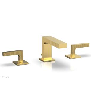 Phylrich 291L-02/24B Stria 6 1/2" Double Lever Handle Widespread Bathroom Sink Faucet in Burnished Gold