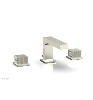 Phylrich 291L-04/15B Stria 6 1/2" Double Cube Handle Widespread Bathroom Sink Faucet in Brushed Nickel