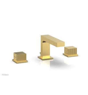 Phylrich 291L-04/24B Stria 6 1/2" Double Cube Handle Widespread Bathroom Sink Faucet in Burnished Gold
